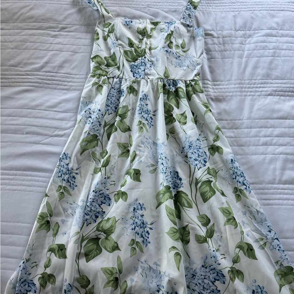 Floral Sundress with Blue and Green Print